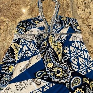 Inc international concepts blue halter blouse women's size xl